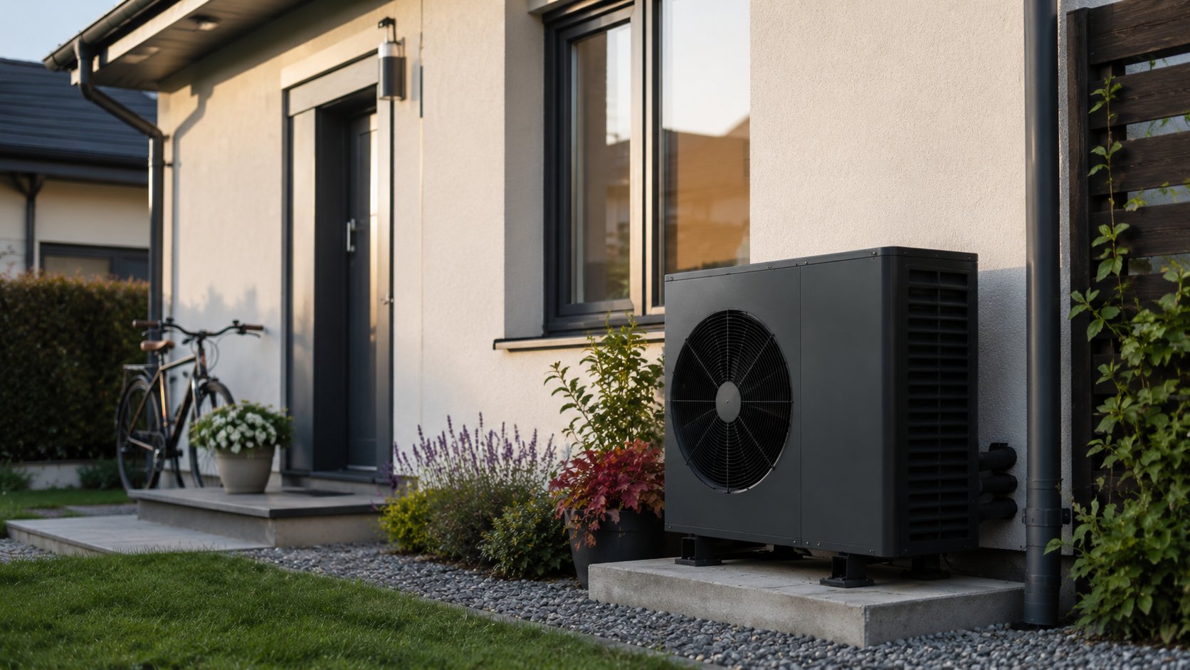 Pompe à chaleur installée sur une maison individuelle